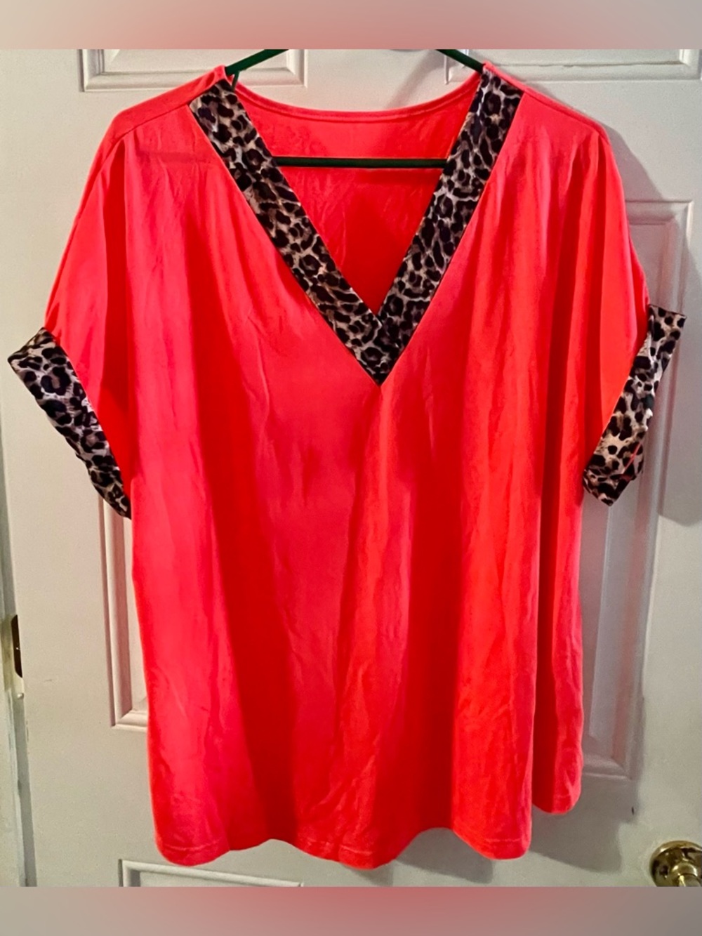 Did Someone Say Hot Pink? Leopard Trim Neon Pink Women's Top